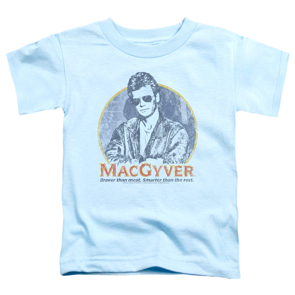 CBS1640-TT-1 Macgyver & Title Toddler Short Sleeve T-Shirt, Light Blue - Small - 2 Toddler