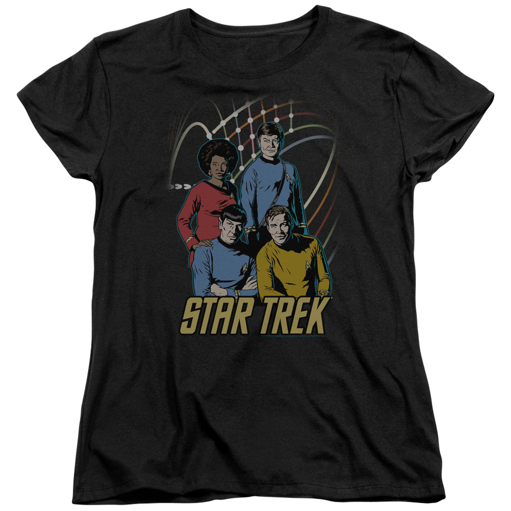 CBS398-WT-2 Star Trek & Warp Factor 4 Womens Short Sleeve T-Shirt, Black - Medium -  Trevco
