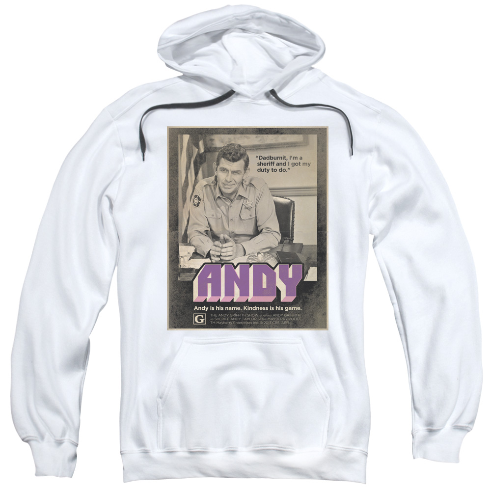 CBS2200-AFTH-5 Andy Griffith Show & Andy Adult Pull-Over Hoodie, White - 2X -  Trevco