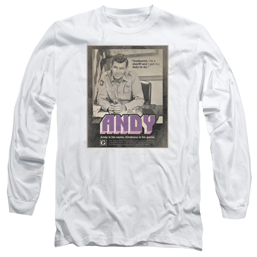 CBS2200-AL-5 Andy Griffith Show & Andy Adult 18-1 Long Sleeve T-Shirt, White - 2X -  Trevco