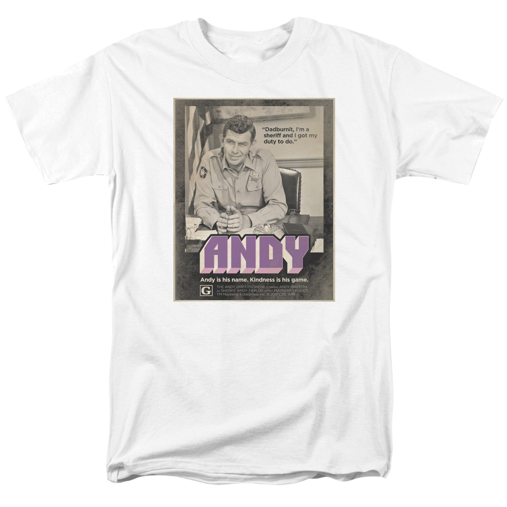 CBS2200-AT-5 Andy Griffith Show & Andy Adult 18-1 Regular Fit Short Sleeve T-Shirt, White - 2X -  Trevco