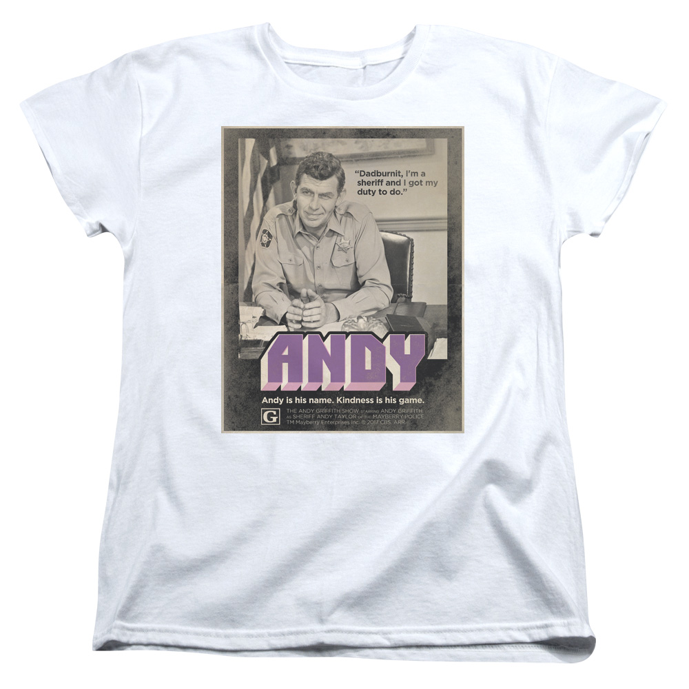 CBS2200-WT-5 Andy Griffith Show & Andy Womens Short Sleeve T-Shirt, White - 2X -  Trevco