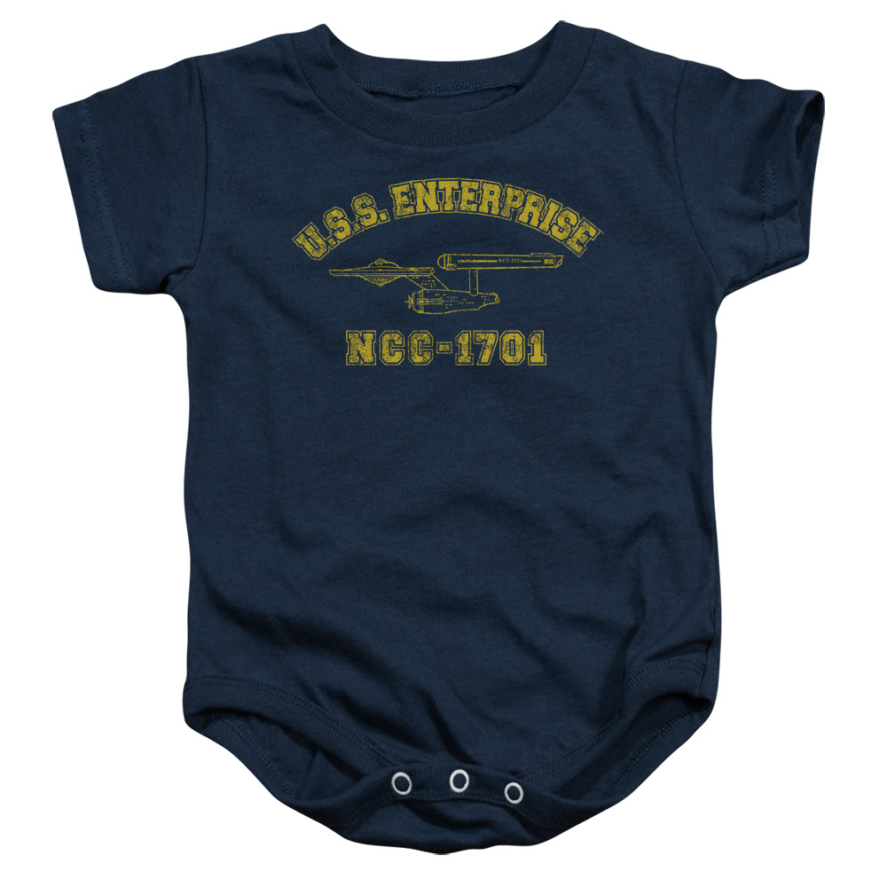 CBS553-SS-2 Star Trek & Enterprise Athletic Infant Snapsuit, Navy - Medium - 12 Months
