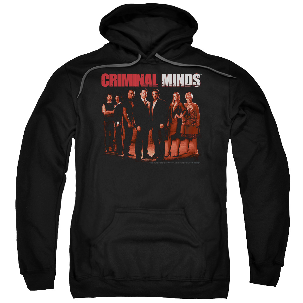 CBS1034-AFTH-7 Criminal Minds & the Crew Adult Pull-Over Hoodie, Black - 4X -  Trevco