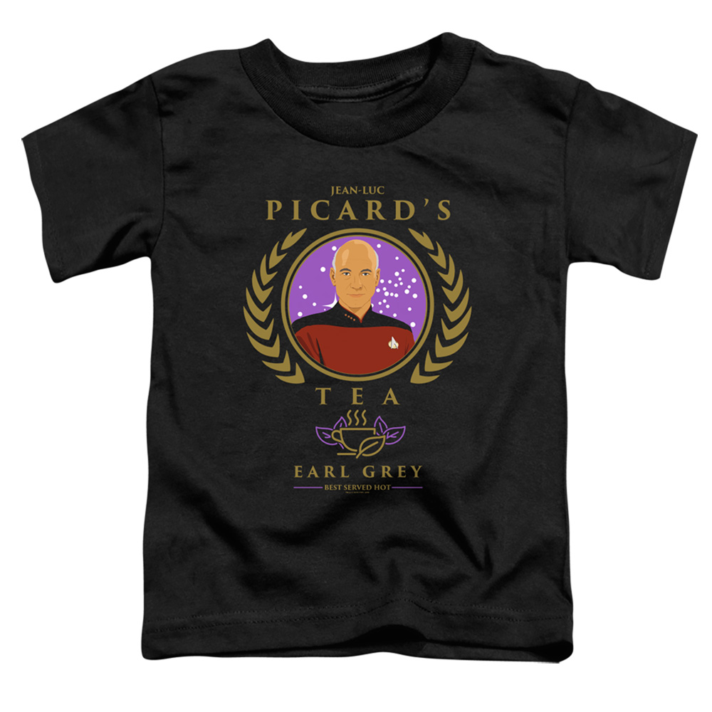 CBS2667-TT-2 Star Trek the Next Generation & Tea Earl Gray Hot Toddler Short Sleeve T-Shirt, Black - Medium - 3 Toddler