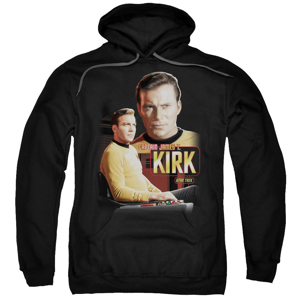 CBS572-AFTH-7 Star Trek & Captain Kirk Adult Pull-Over Hoodie, Black - 4X -  Trevco