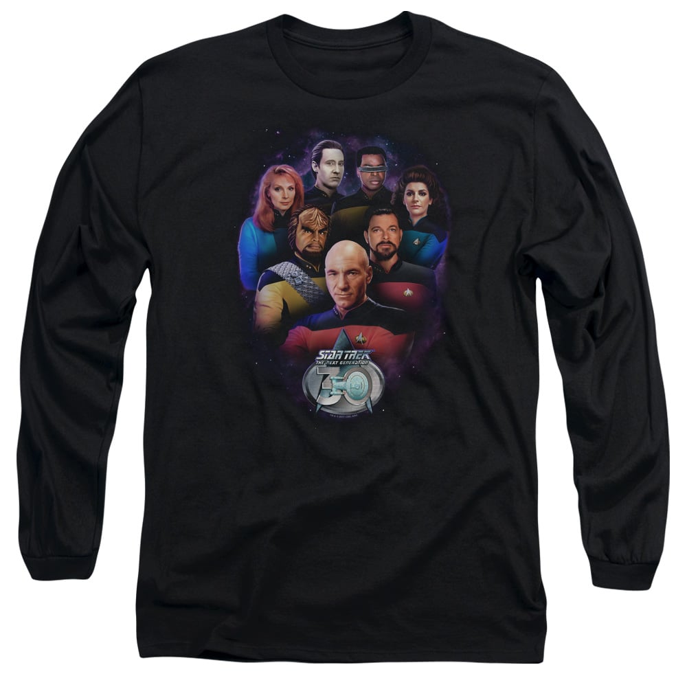 CBS2247-AL-3 Star Trek & Crew 30 Adult 18-1 Long Sleeve T-Shirt, Black - Large