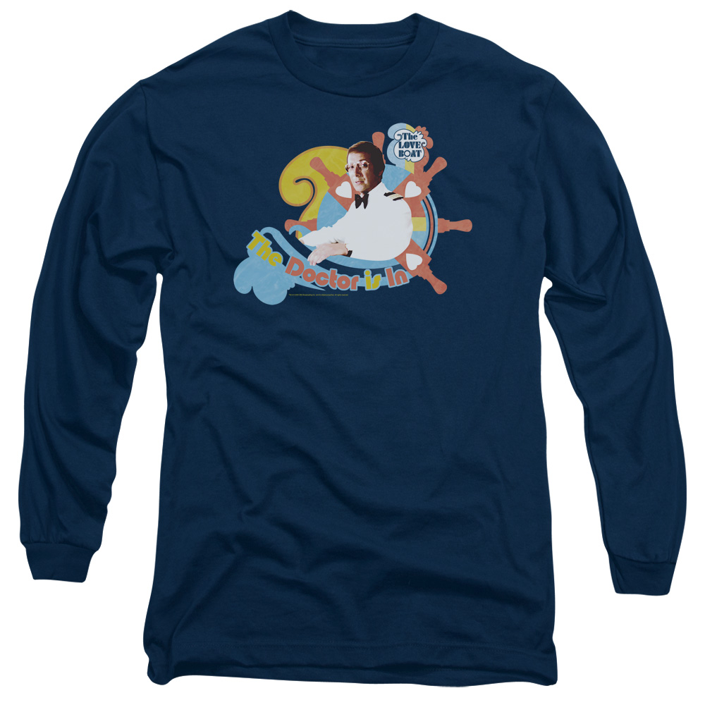CBS429-AL-4 Love Boat & the Doctor is in Adult 18-1 Long Sleeve T-Shirt, Navy - Extra Large