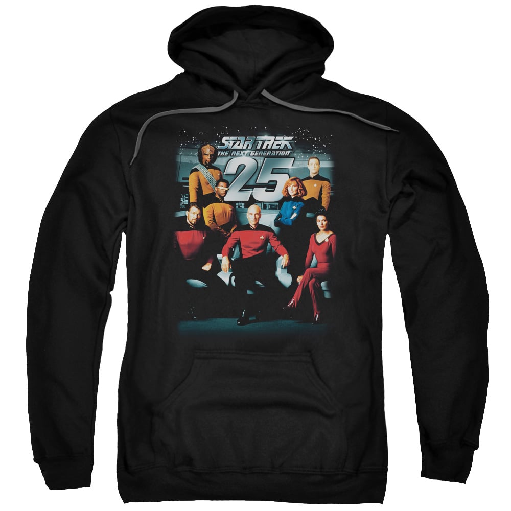 CBS1084-AFTH-7 Star Trek & 25th Anniversary Crew Adult Pull-Over Hoodie, Black - 4X -  Trevco