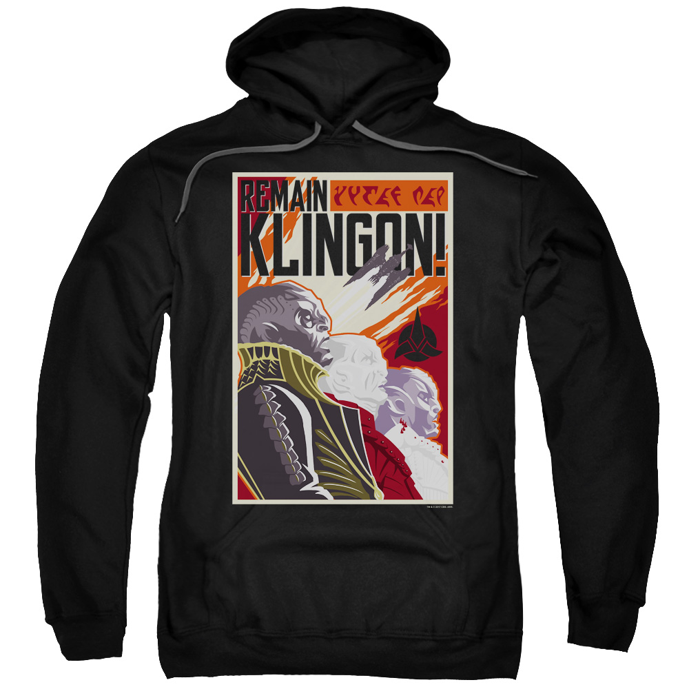 CBS2342-AFTH-7 Star Trek Discovery & Remain Klingson Poster Adult Pull-Over Hoodie, Black - 4X -  Trevco