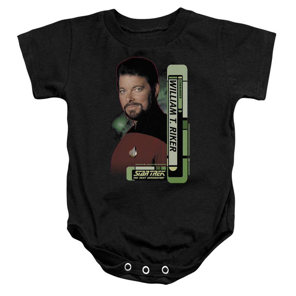 CBS578-SS-2 Star Trek & Riker Infant Cotton Snapsuit, Black - Medium - 12 Months