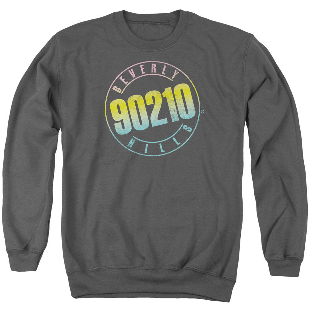 90210 & Color Blend Logo Adult Cotton & Polyster Crewneck Sweatshirt, Charcoal - Medium