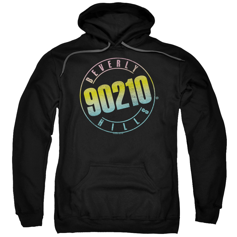 CBS787B-AFTH-7 90210 & Color Blend Logo Adult Cotton & Polyster Pull-Over Hoodie, Black - 4X -  Trevco