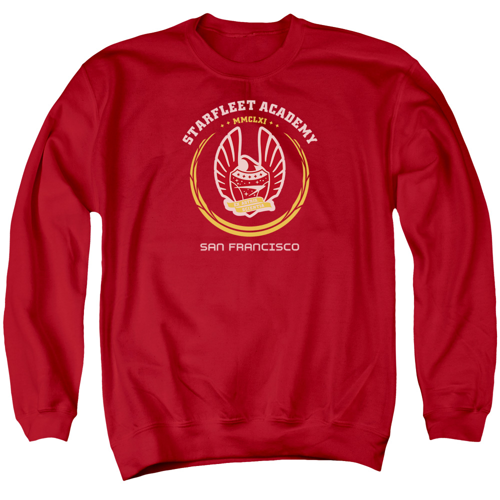 CBS845-AS-5 Star Trek & Academy Heraldry Adult Cotton & Polyster Crewneck Sweatshirt, Red - 2X