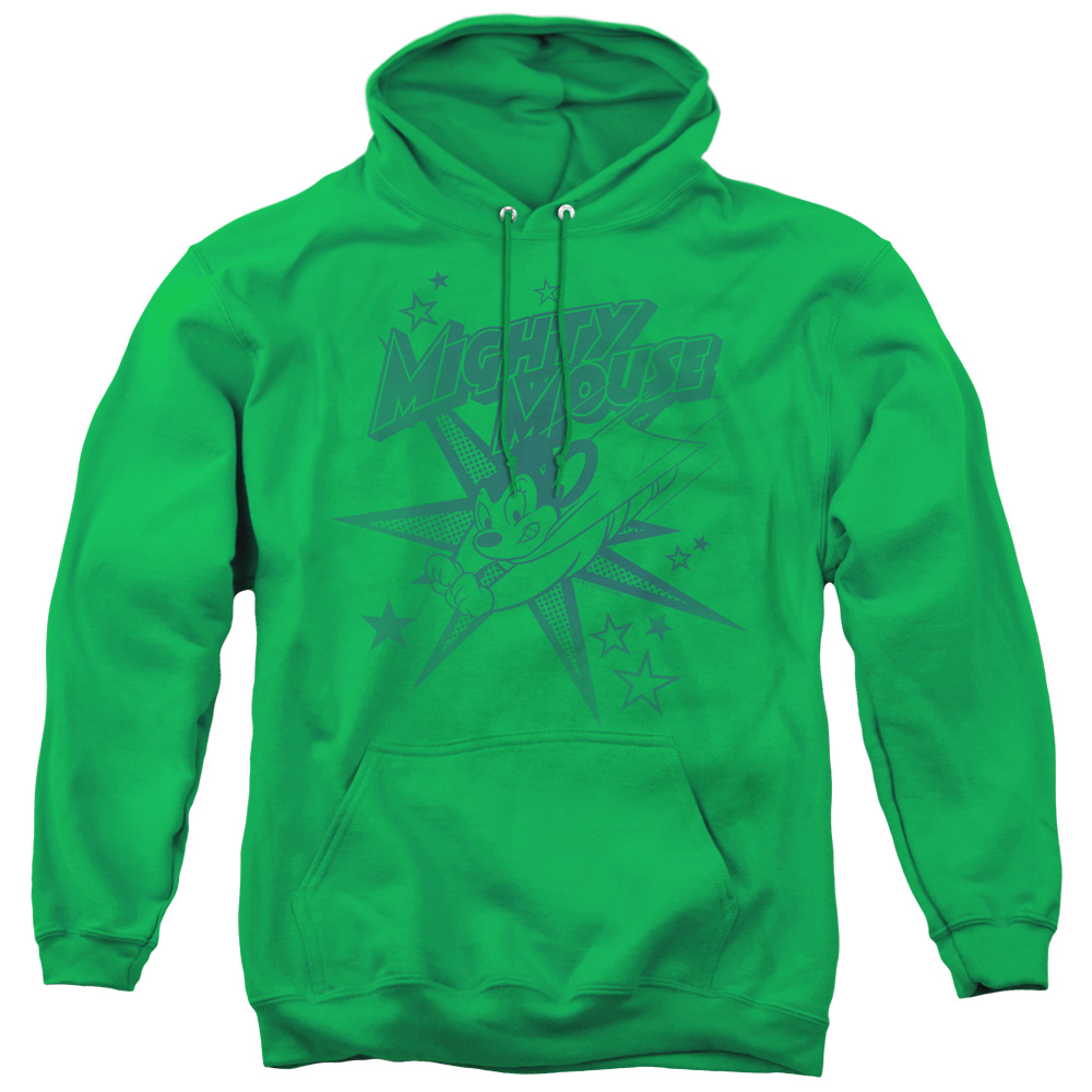 CBS142-AFTH-4 Mighty Mouse & Mighty Mouse Adult Cotton & Polyster Pull-Over Hoodie, Kelly Green - Extra Large