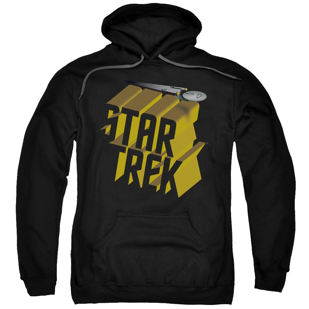 CBS1427-AFTH-7 Star Trek & 3D Logo Adult Cotton & Polyster Pull-Over Hoodie, Black - 4X -  Trevco