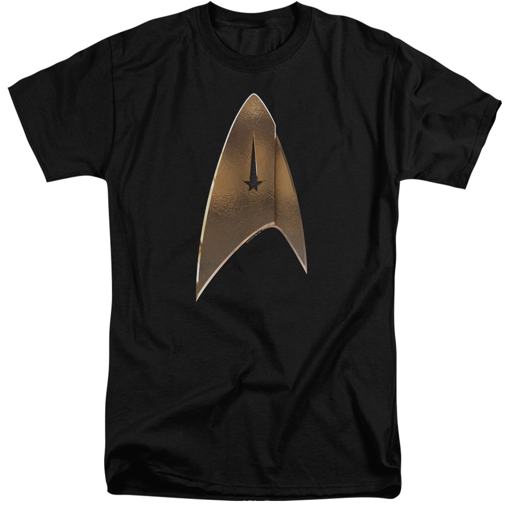 CBS2283-ATT-5 Star Trek Discovery & Command Shield Short Sleeve Adult Cotton Tall 18-1 T-Shirt, Black - 2X