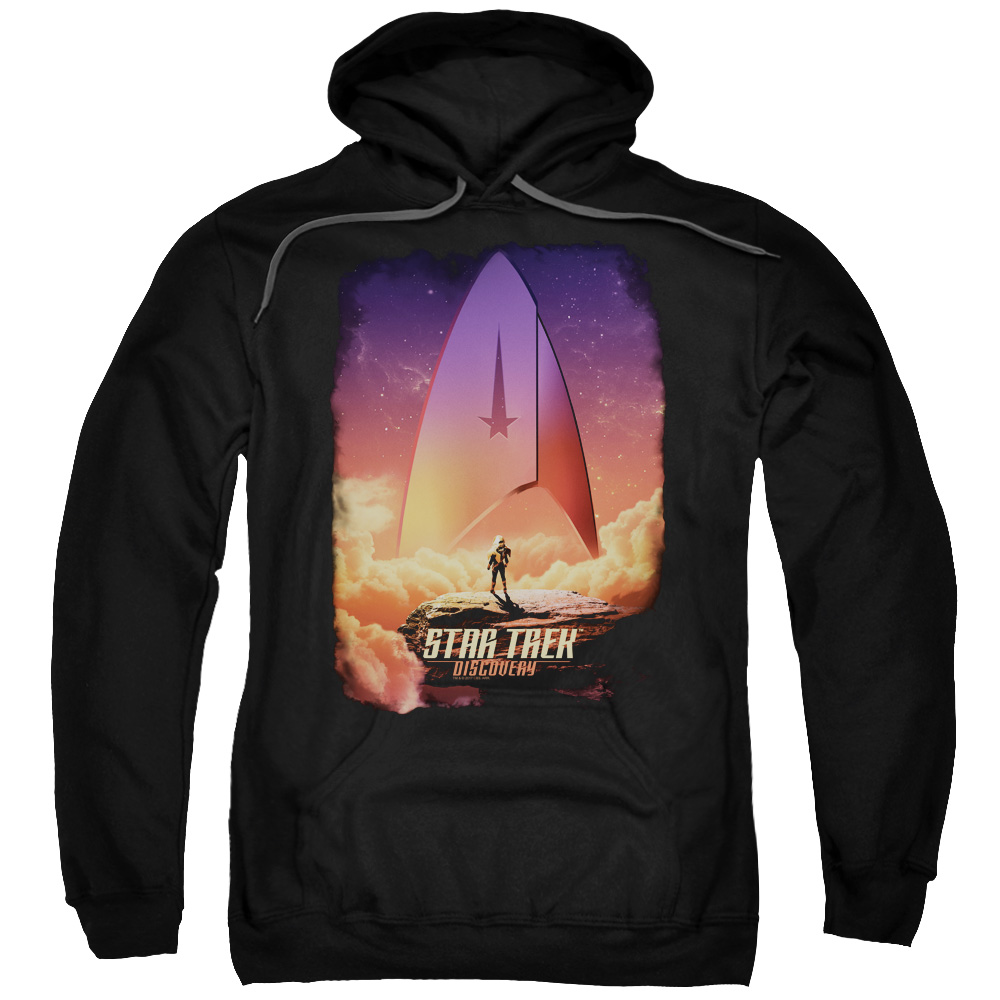 CBS2292-AFTH-1 Star Trek Discovery & The Explorer Adult Cotton & Polyster Pull-Over Hoodie, Black - Small