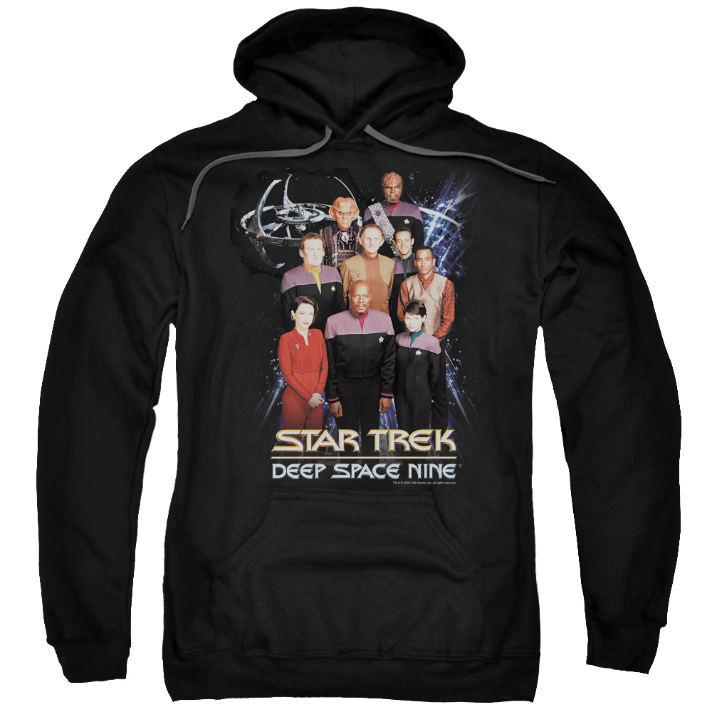 CBS230-AFTH-7 Star Trek & Ds9 Crew Adult Cotton & Polyster Pull-Over Hoodie, Black - 4X -  Trevco