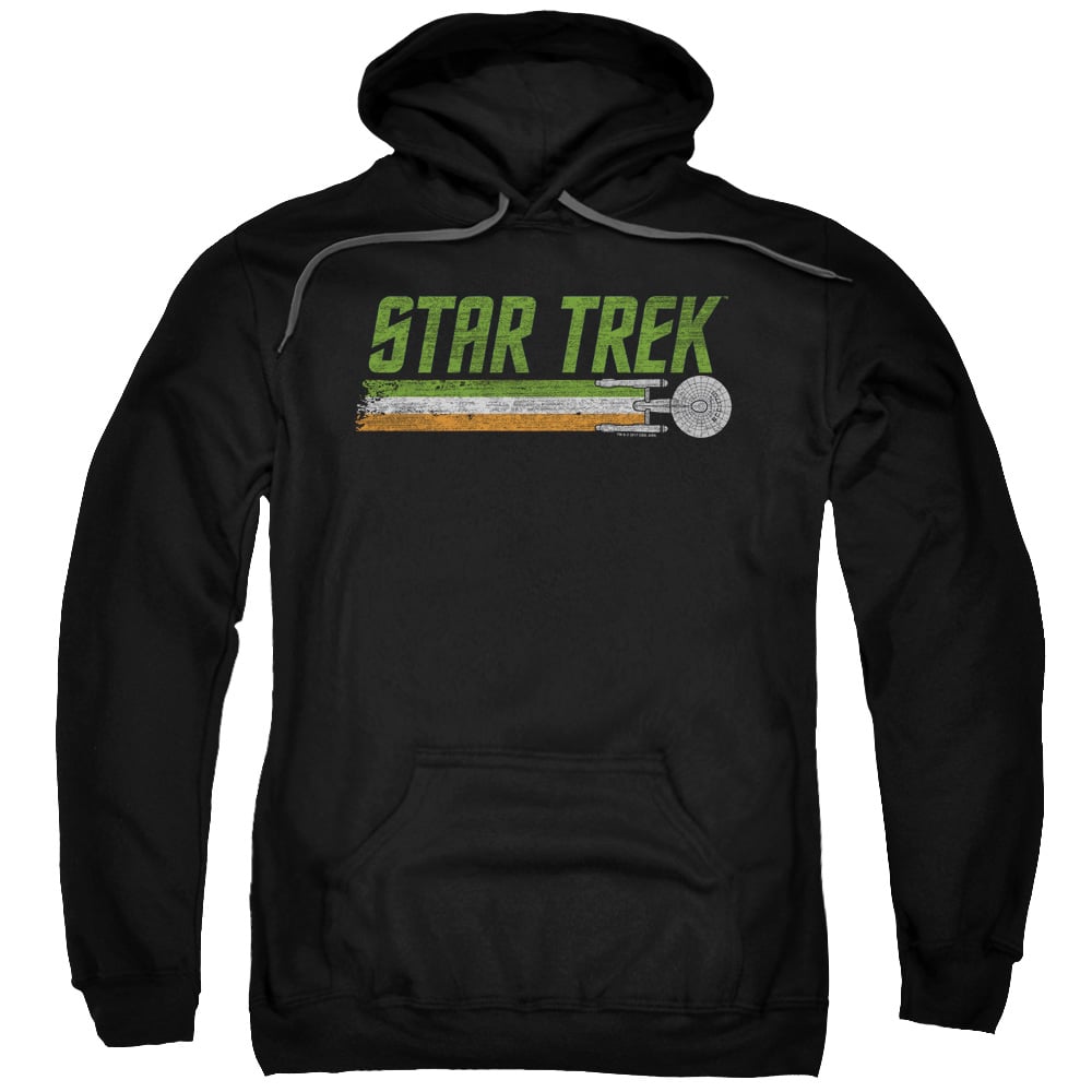 CBS2329-AFTH-7 Star Trek & Irish Enterprise Adult Cotton & Polyster Pull-Over Hoodie, Black - 4X