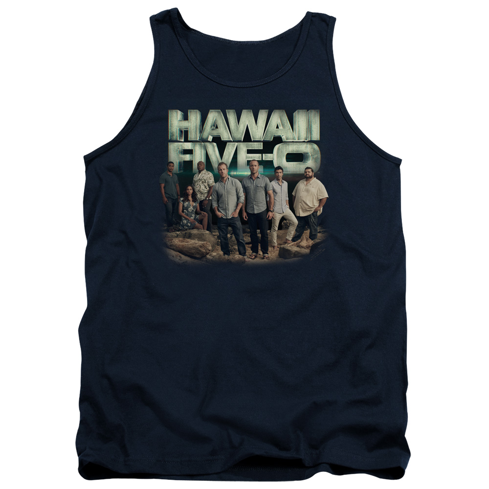 CBS2465-TK-1 Hawaii 5 0 & Cast Adult Cotton Tank Top, Navy - Small