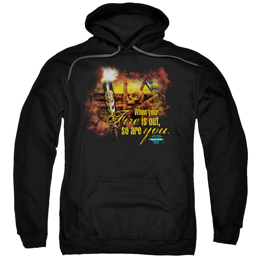 Survivor & Fires Out Adult Cotton & Polyster Pull-Over Hoodie, Black - 5X