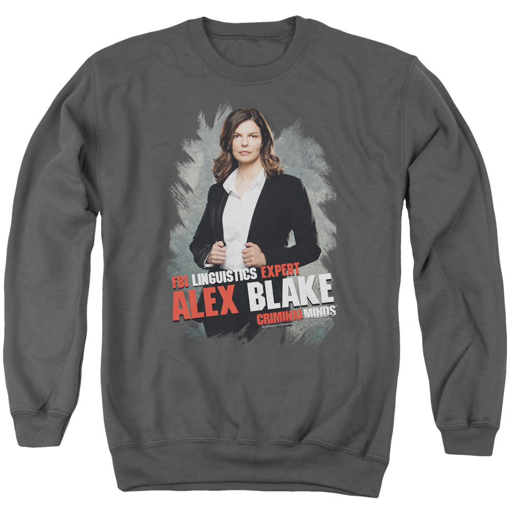 CBS1221-AS-2 Criminal Minds & Alex Blake Adult Cotton & Polyster Crewneck Sweatshirt, Charcoal - Medium