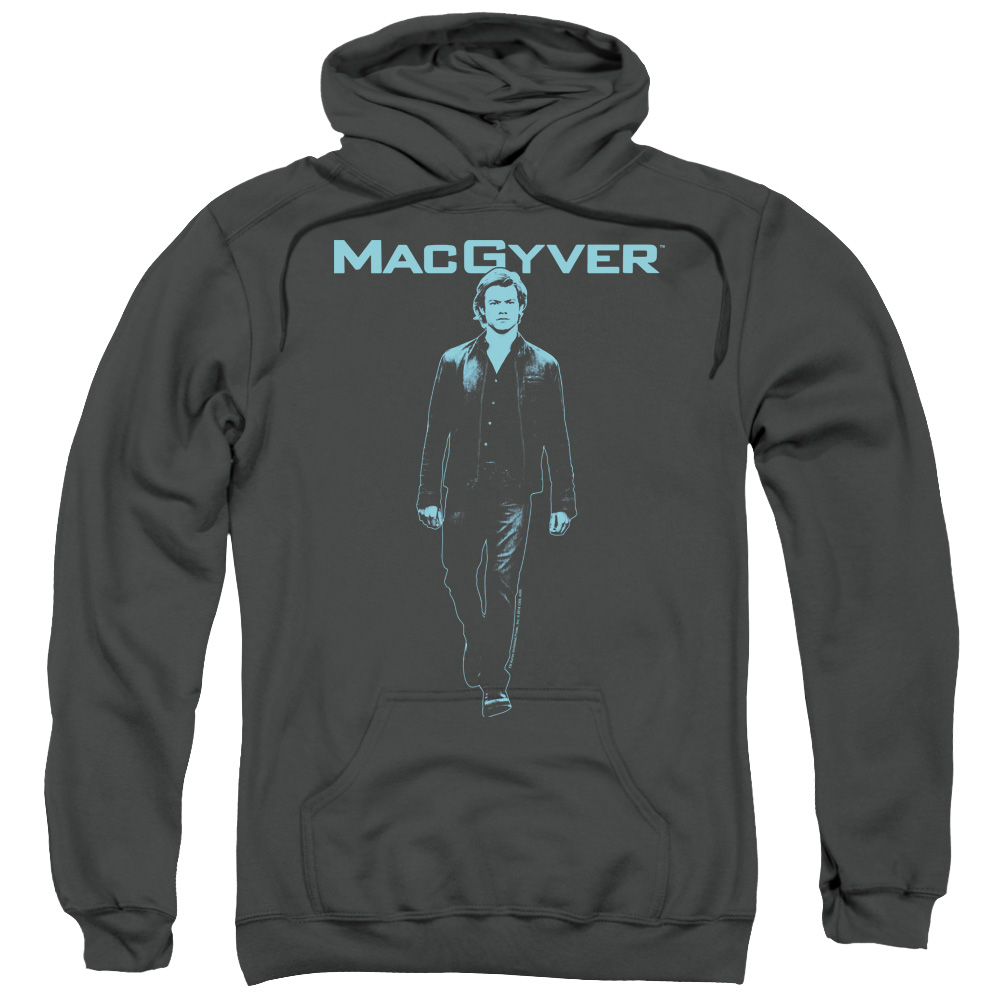 Macgyver & Mono Blue Adult Cotton & Polyster Pull-Over Hoodie, Charcoal - Small