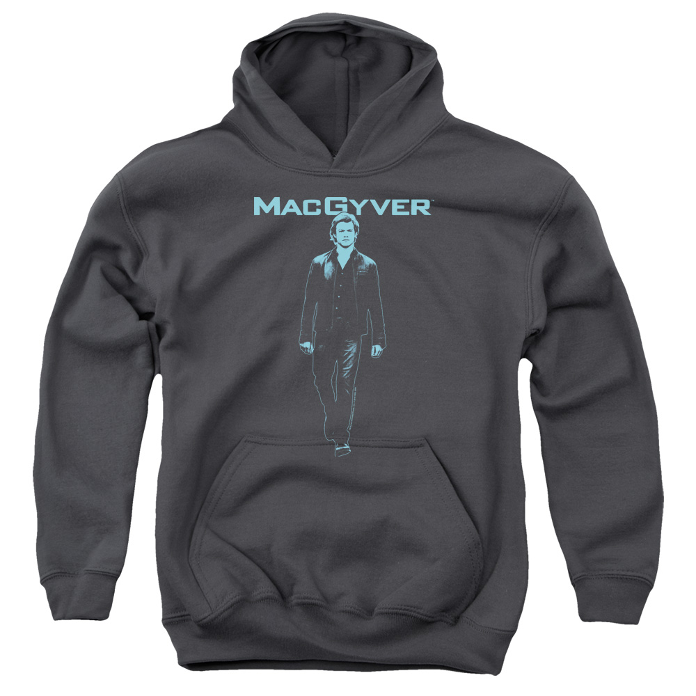 Macgyver & Mono Blue Youth Pull-Over Cotton Hoodie, Charcoal - Medium
