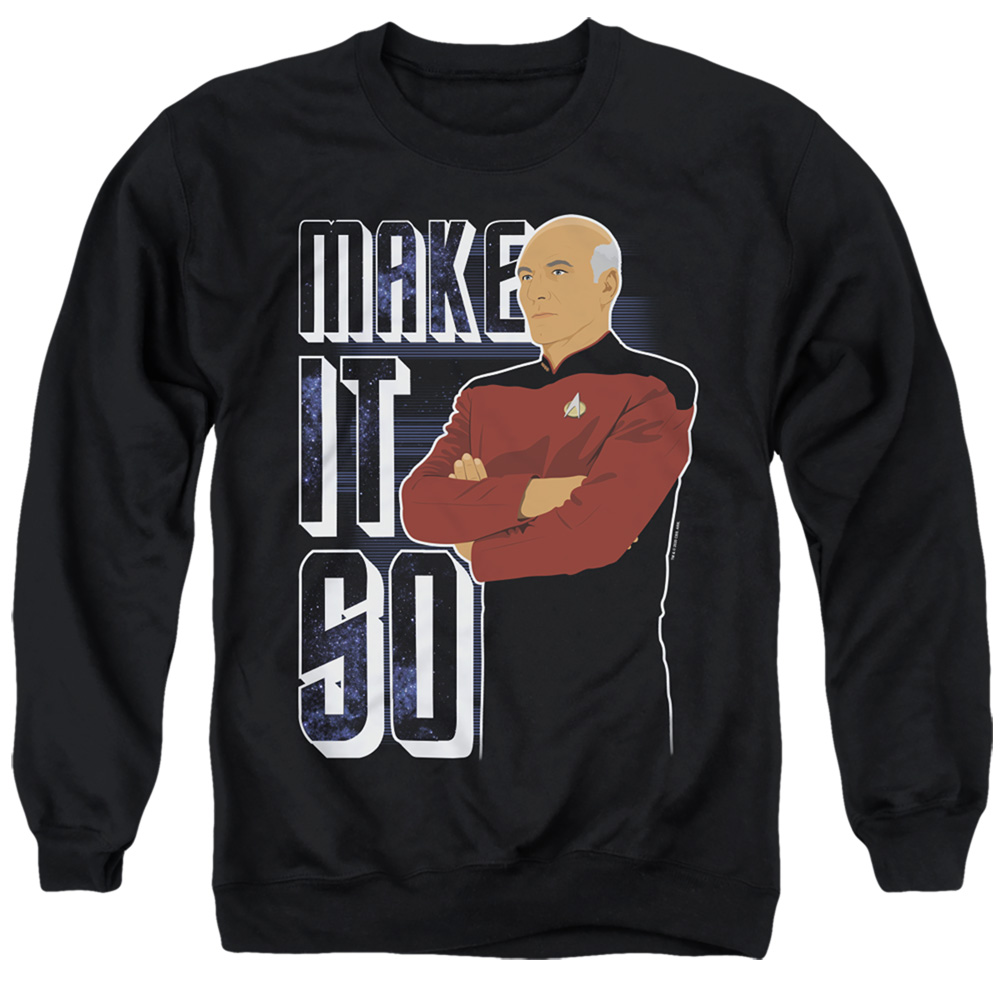 CBS2663-AS-5 Star Trek the Next Generation & Make It So Adult Cotton & Polyster Crewneck Sweatshirt, Black - 2X