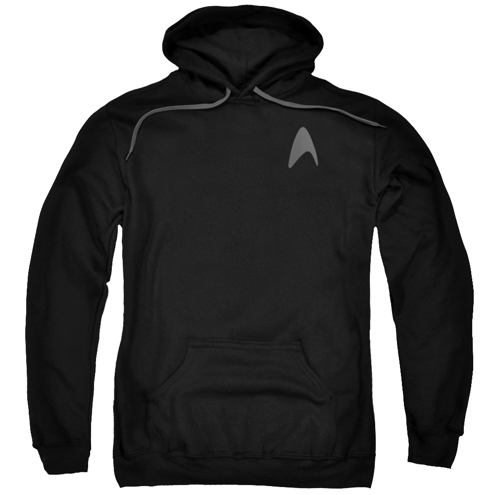 CBS1257-AFTH-8 Star Trek & Darkness Command Logo Adult Cotton & Polyster Pull-Over Hoodie, Black - 5X
