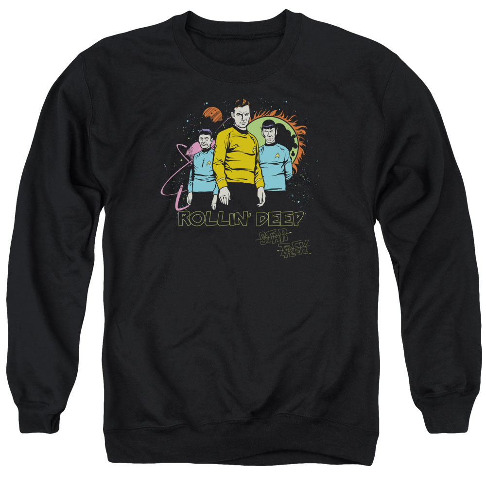 CBS955-AS-2 Star Trek & Rollin Deep Adult Cotton & Polyster Crewneck Sweatshirt, Black - Medium