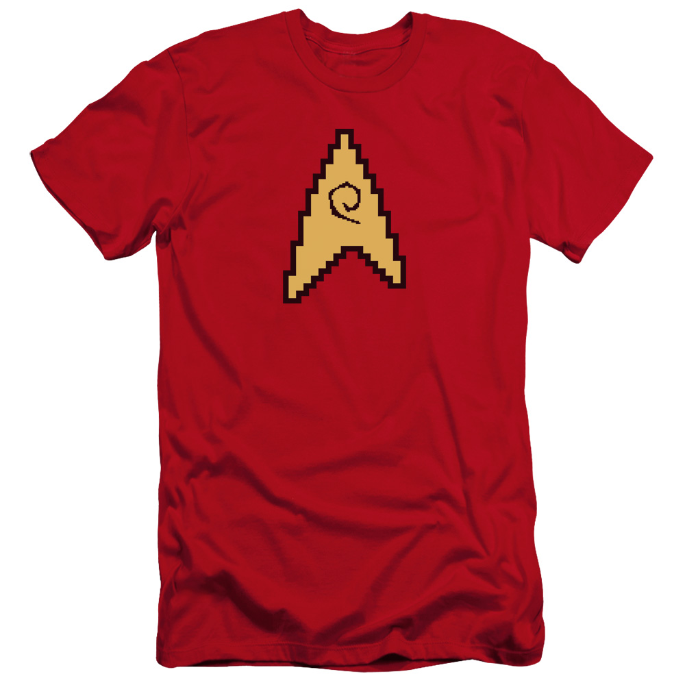 CBS1482B-PSF-4 Star Trek & 8 Bit Engineering Premium Canvas Adult Cotton Slim Fit 30-1 T-Shirt, Red - Extra Large