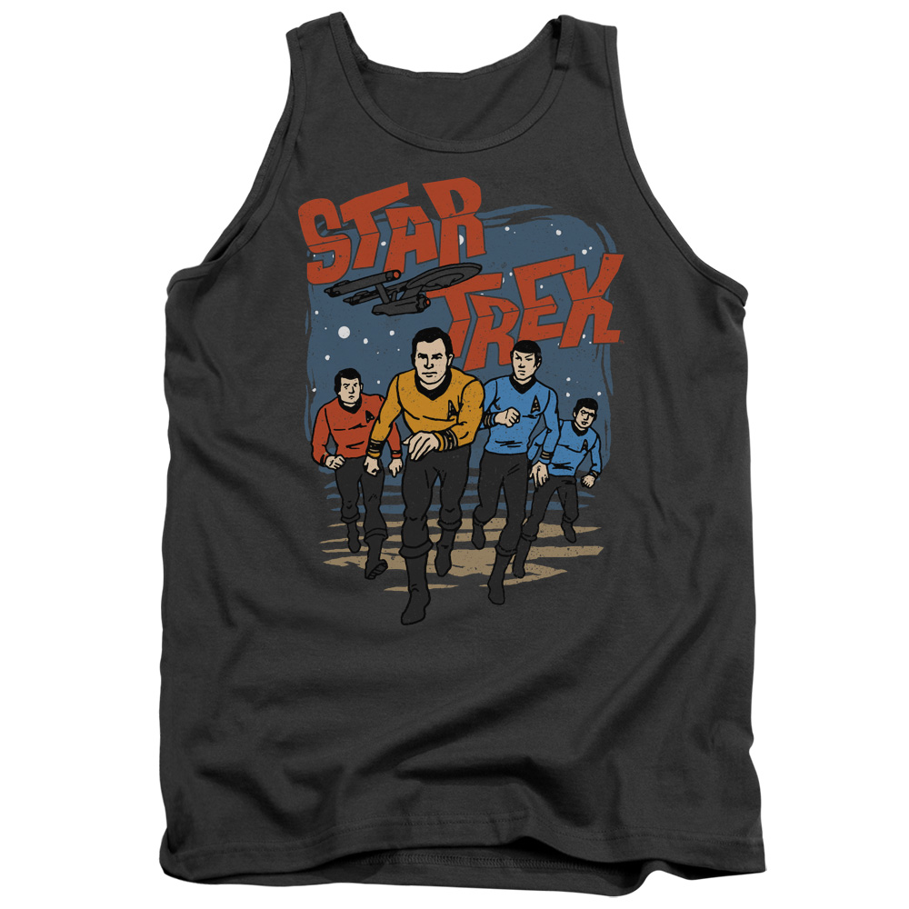 CBS1736-TK-2 Star Trek & Run Forward Adult Cotton Tank Top, Charcoal - Medium