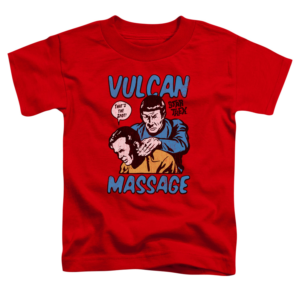 CBS1738-TT-2 Star Trek & Massage Short Sleeve Toddler Cotton T-Shirt, Red - Medium - 3 Toddler