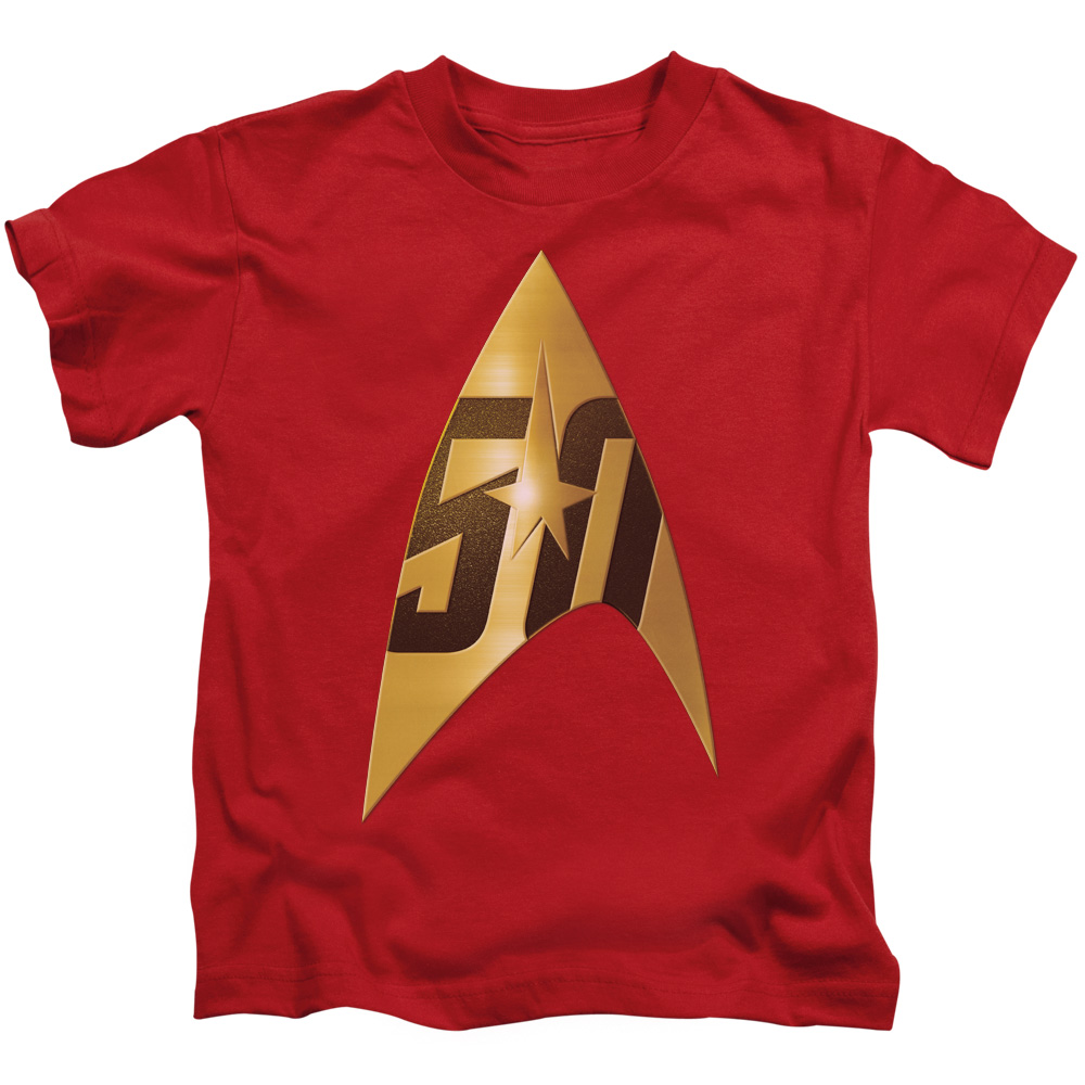 CBS1753D-KT-1 Star Trek & 50th Anniversary Delta Short Sleeve Juvenile Cotton 18-1 T-Shirt, Red - Small - 4
