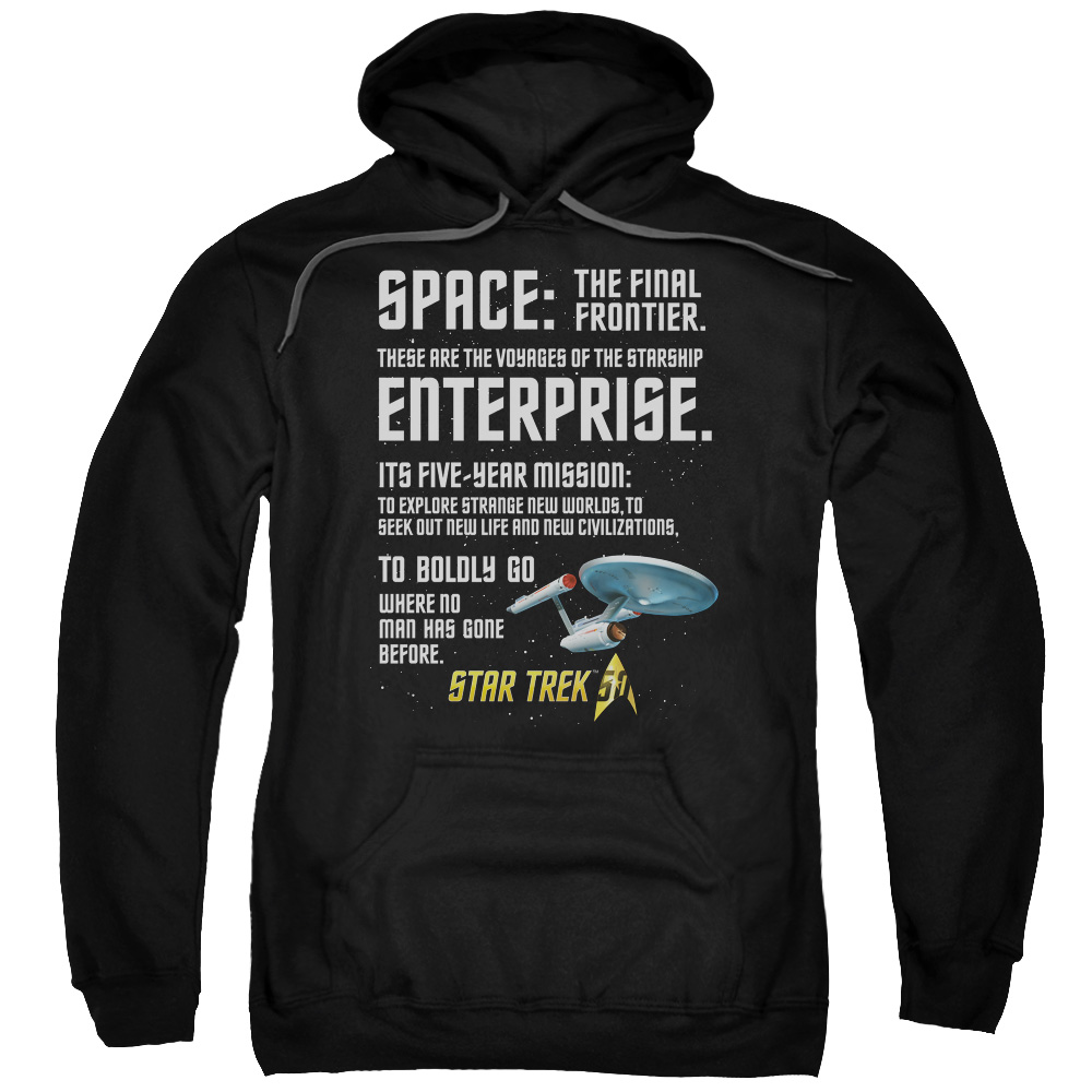 CBS1754-AFTH-2 Star Trek & Intro Adult Cotton & Polyster Pull-Over Hoodie, Black - Medium
