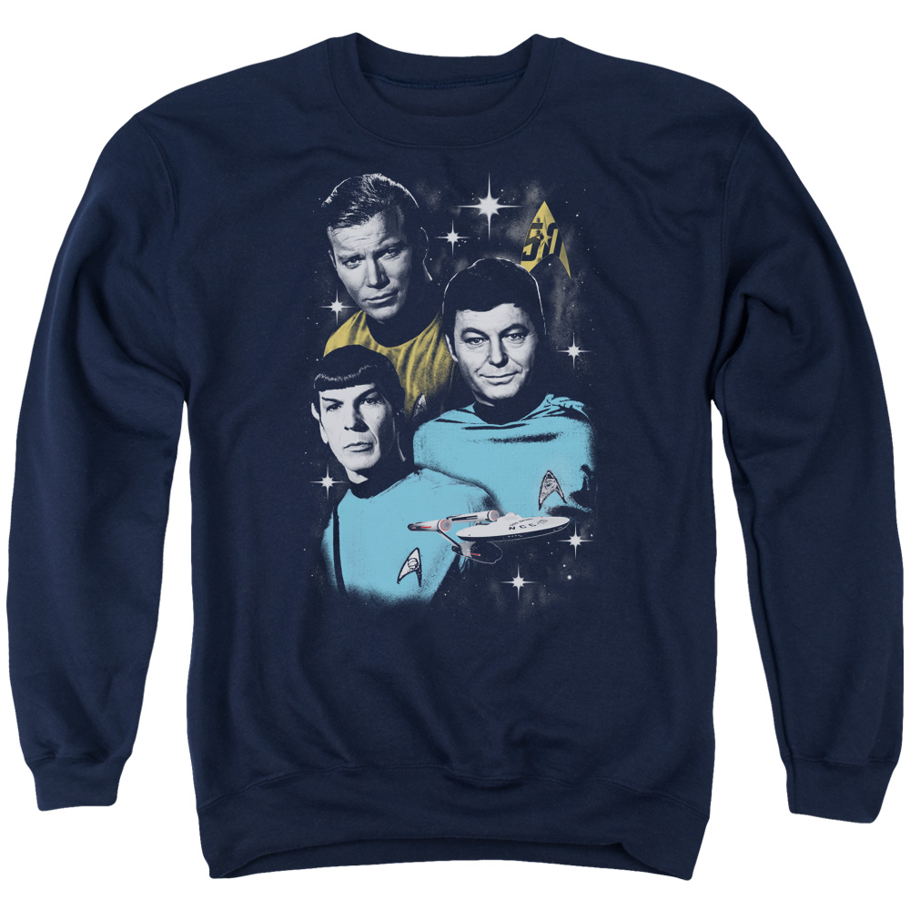 Star Trek & All Star Crew Adult Cotton & Polyster Crewneck Sweatshirt, Navy - 3X