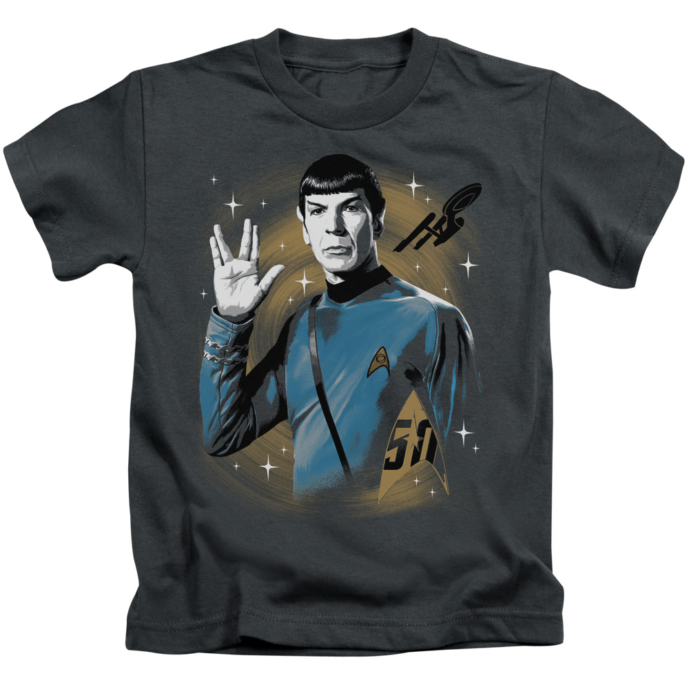 CBS1756-KT-2 Star Trek & Space Prosper Short Sleeve Juvenile Cotton 18-1 T-Shirt, Charcoal - Medium - 5-6