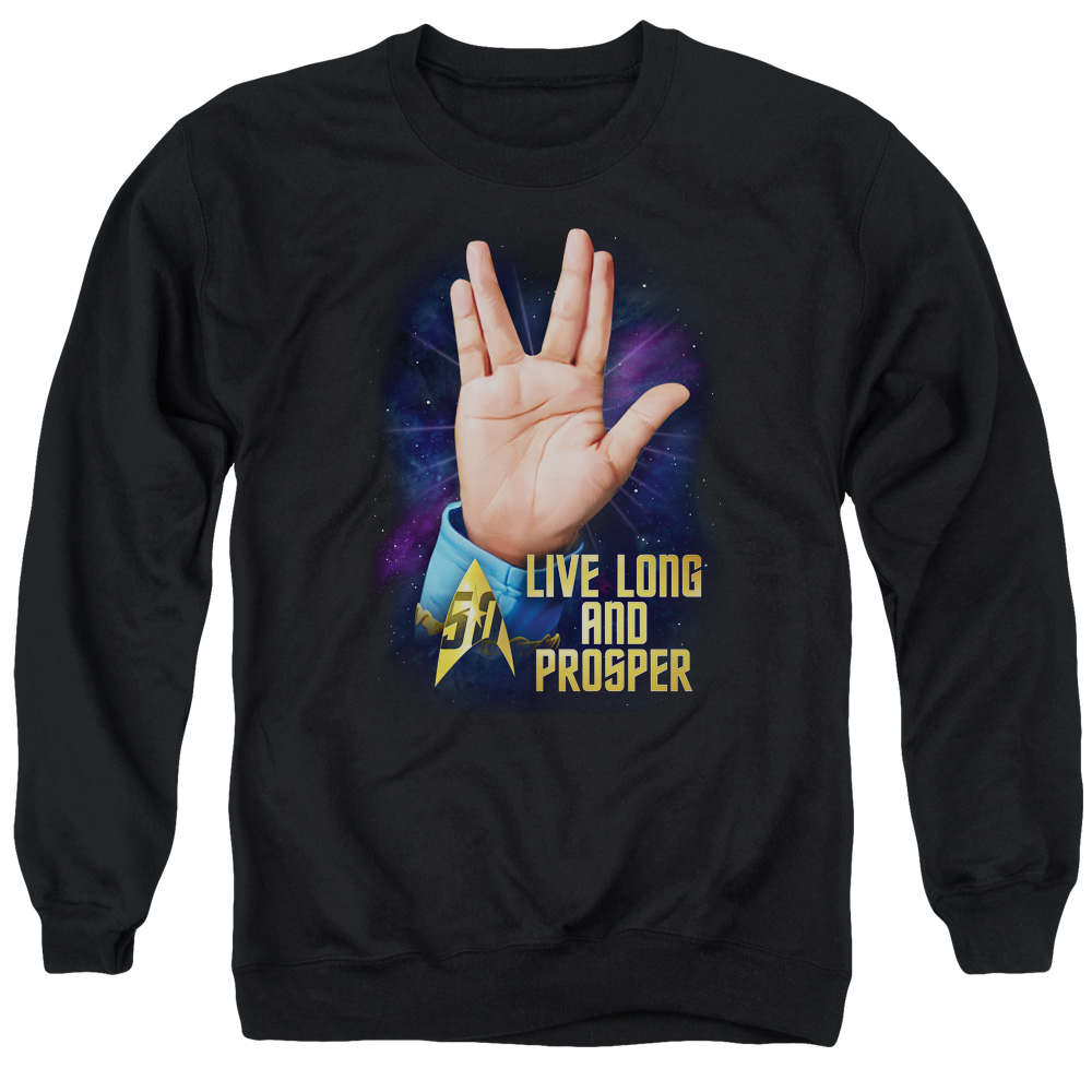 CBS1763-AS-4 Star Trek & Llap 50 Adult Cotton & Polyster Crewneck Sweatshirt, Black - Extra Large
