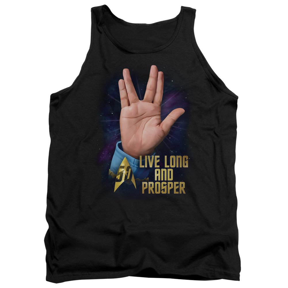 CBS1763-TK-2 Star Trek & Llap 50 Adult Cotton Tank Top, Black - Medium
