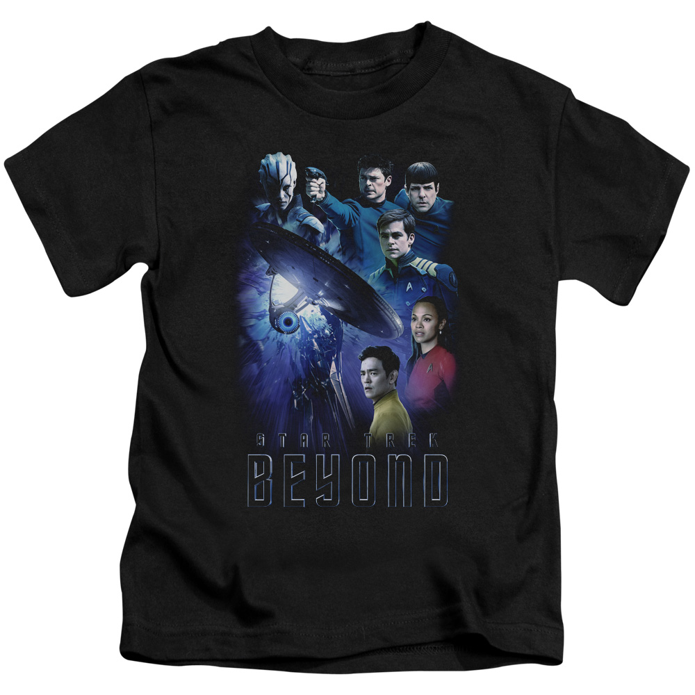 CBS1783-KT-2 Star Trek Beyond & Beyond Cast Short Sleeve Juvenile Cotton 18-1 T-Shirt, Black - Medium - 5-6
