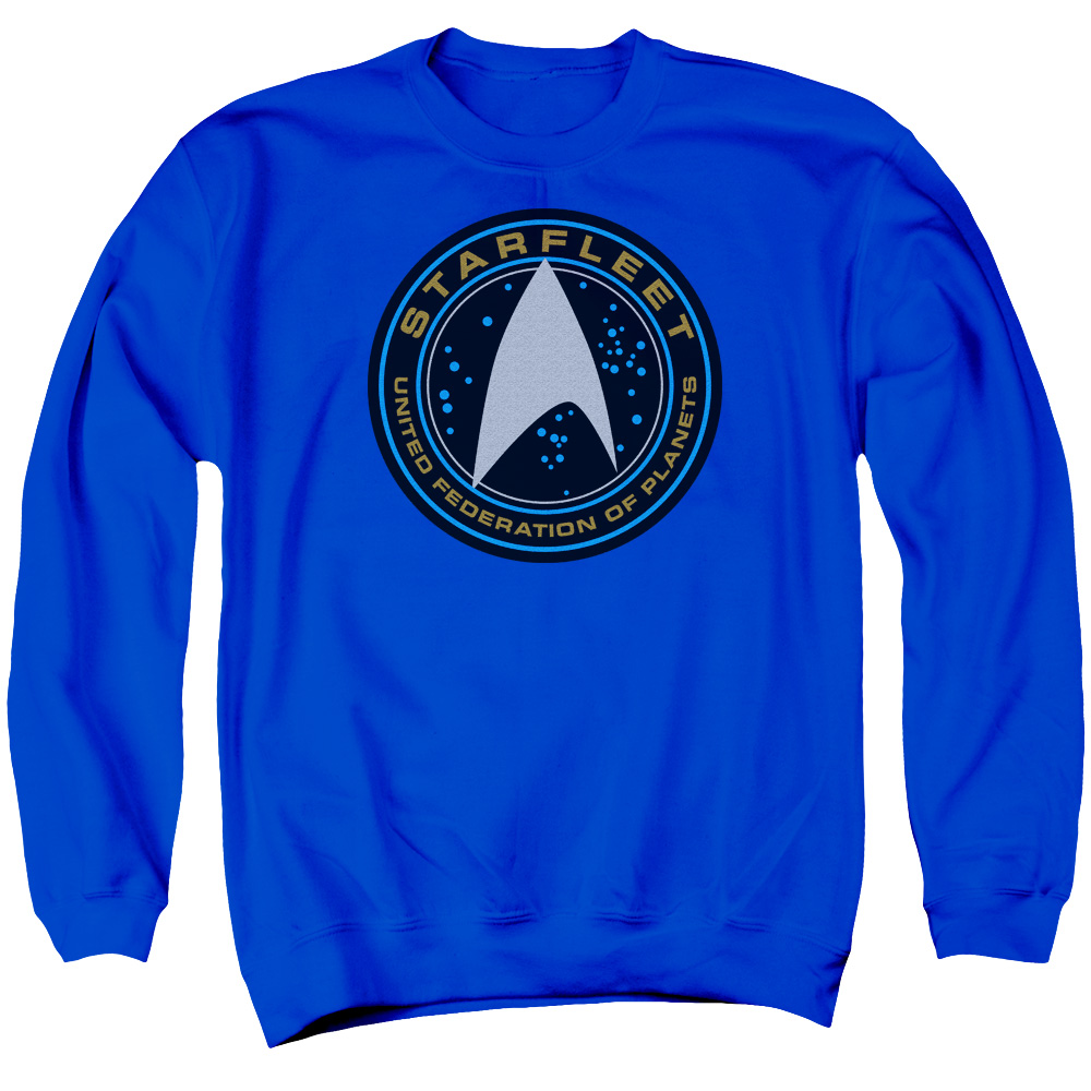 CBS1785-AS-6 Star Trek Beyond & Starfleet Patch Adult Cotton & Polyster Crewneck Sweatshirt, Royal Blue - 3X