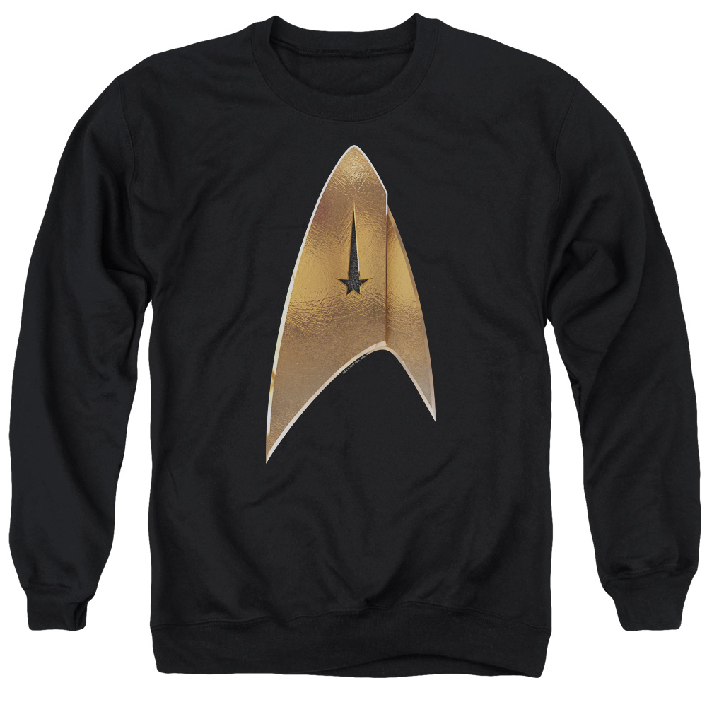 Star Trek Discovery & Command Shield Adult Cotton & Polyster Crewneck Sweatshirt, Black - Medium