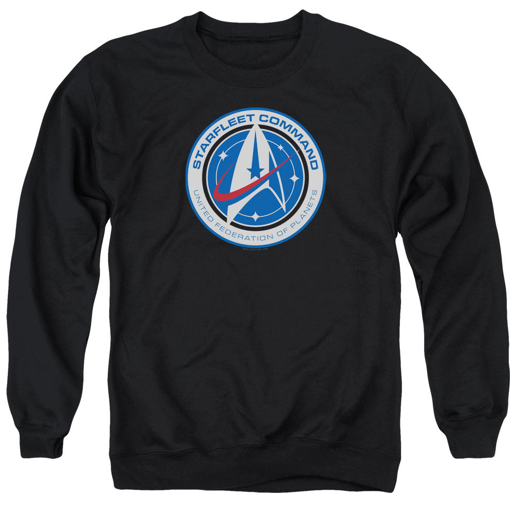 Star Trek Discovery & Starfleet Command Adult Cotton & Polyster Crewneck Sweatshirt, Black - Medium