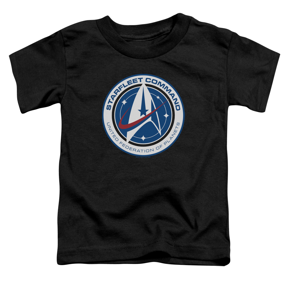 CBS2287-TT-3 Star Trek Discovery & Starfleet Command Short Sleeve Toddler Cotton T-Shirt, Black - Large - 4 Toddler