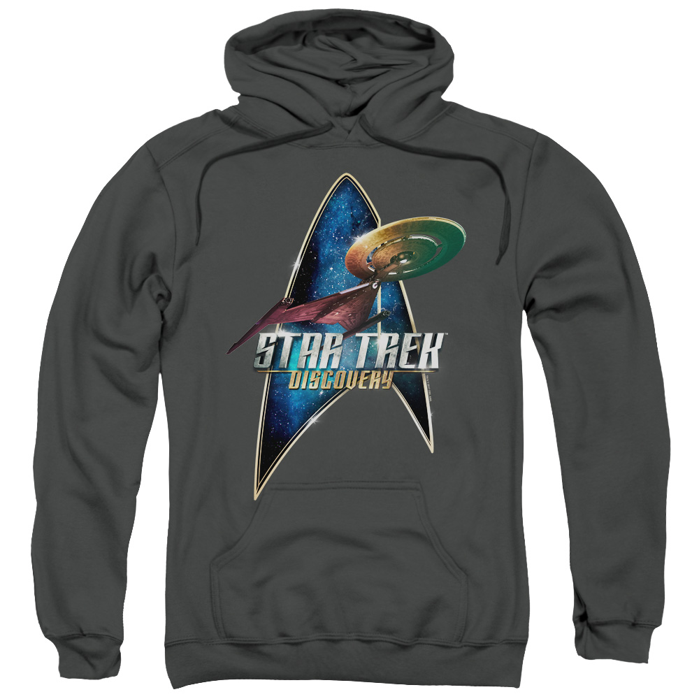 CBS2294-AFTH-1 Star Trek Discovery & Discovery Deco Adult Cotton & Polyster Pull-Over Hoodie, Charcoal - Small