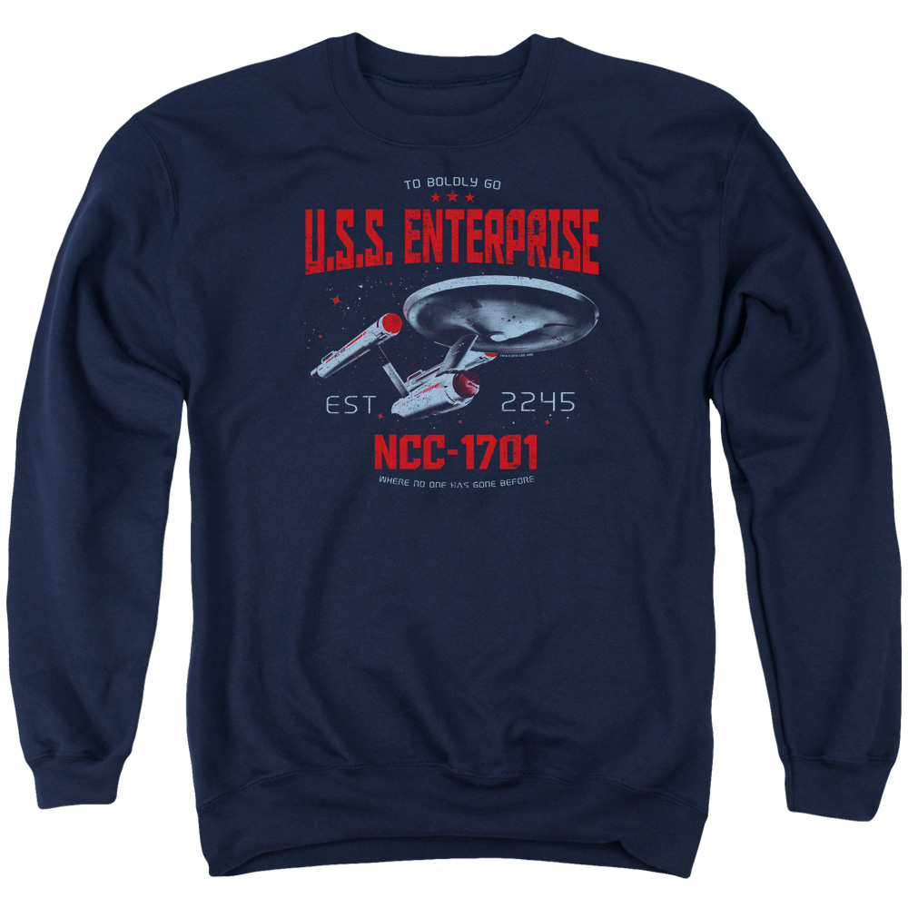 Star Trek & Stardate 2245 Adult Cotton & Polyster Crewneck Sweatshirt, Navy - Medium