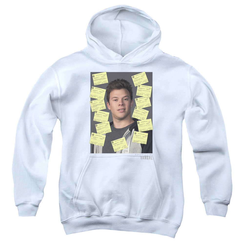 American Vandal & Detention Youth Pull-Over Cotton Hoodie, White - Extra Large
