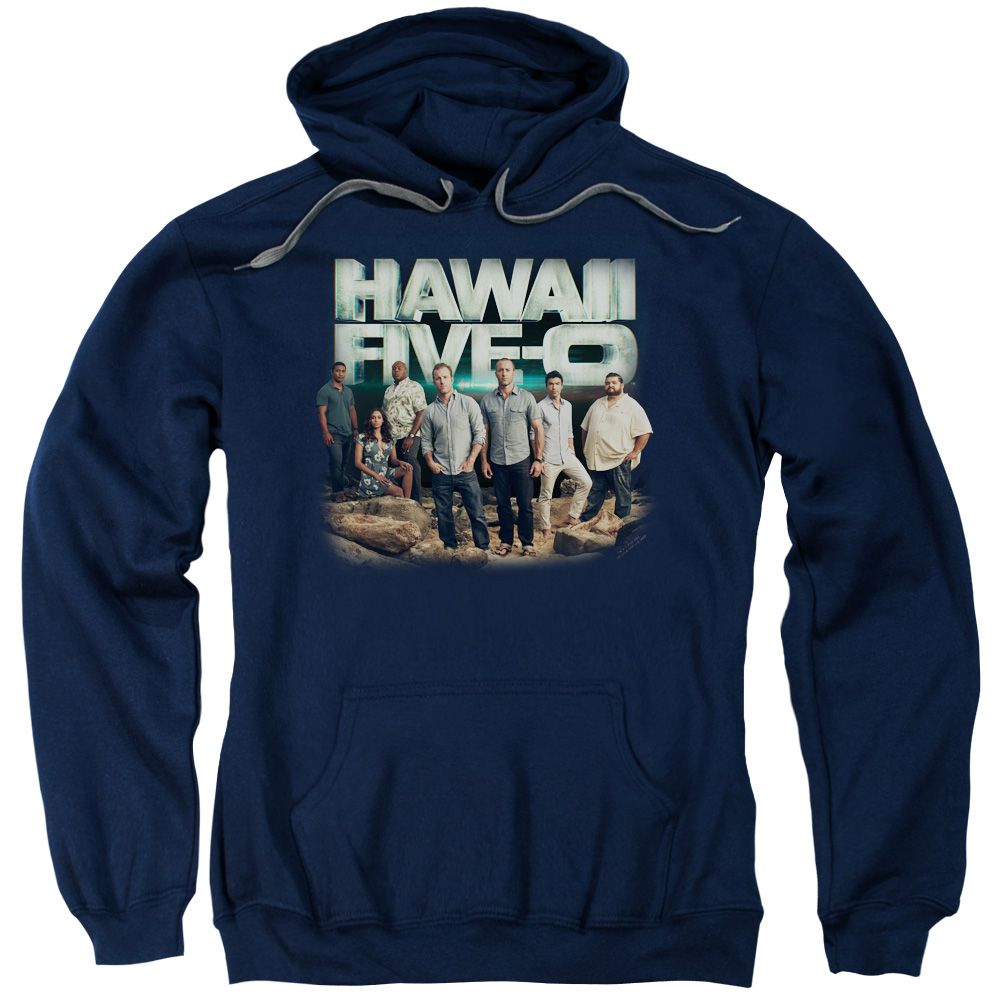Hawaii 5 0 & Cast Adult Cotton & Polyster Pull-Over Hoodie, Navy - Medium